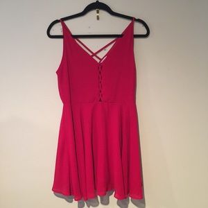 Red dress with criss cross detail